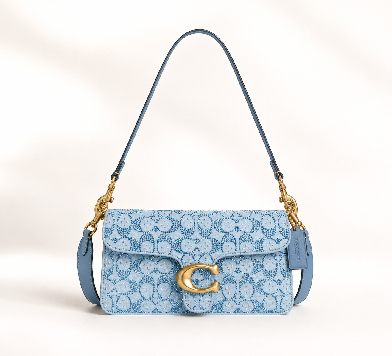 Tabby Shoulder Bag 26 In Crystal Signature Jacquard — Blue